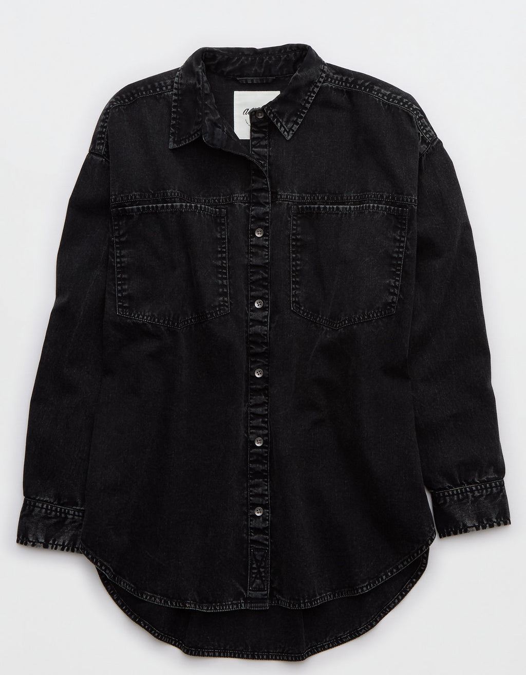 Camisa Manga Larga con botones Mujer Aerie - Negro 1783_3491_073_f