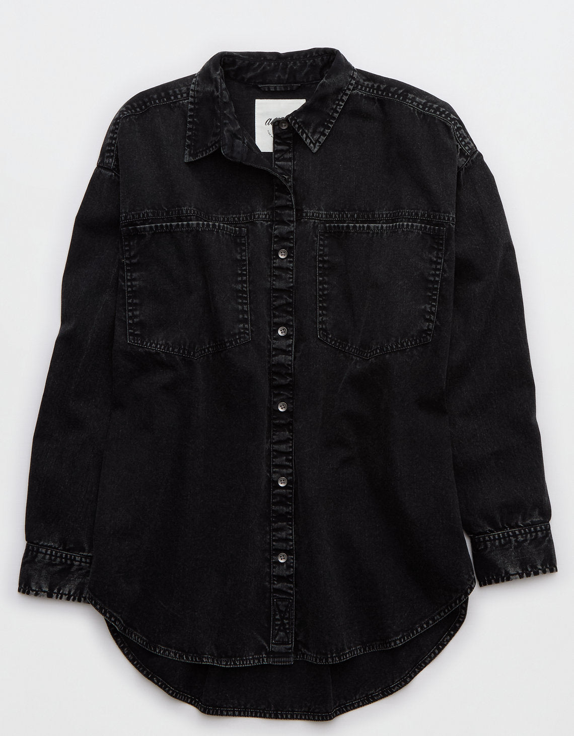 Camisa Manga Larga con botones Mujer Aerie - Negro 1783_3491_073_f