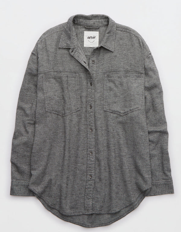 Camisa Oversized Manga Larga Mujer Aerie - Gris