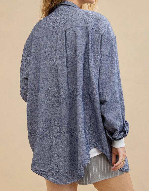 Camisa Oversized Manga Larga Mujer Aerie - Naval