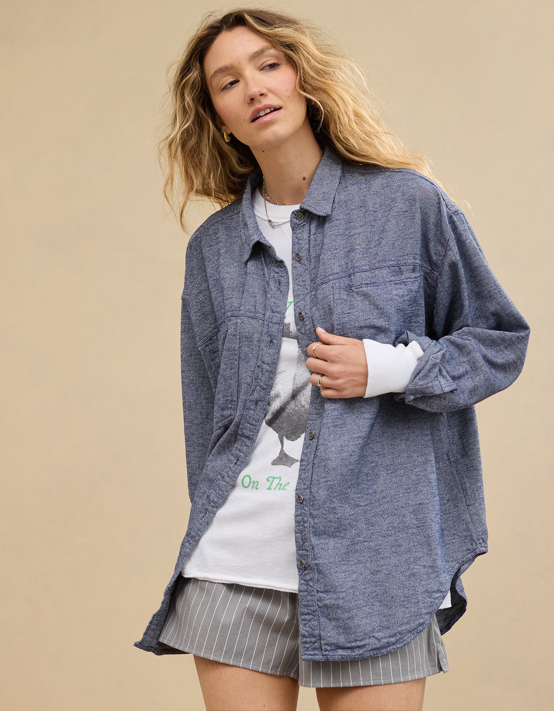 Camisa Oversized Manga Larga Mujer Aerie - Naval 1783_3623_410_of