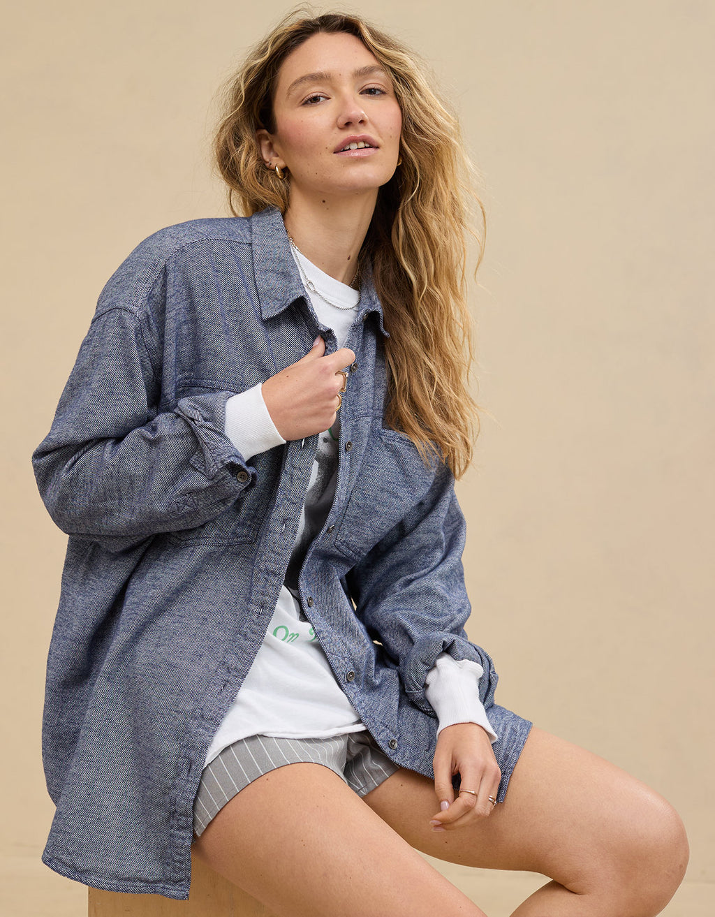 Camisa Oversized Manga Larga Mujer Aerie - Naval 1783_3623_410_os