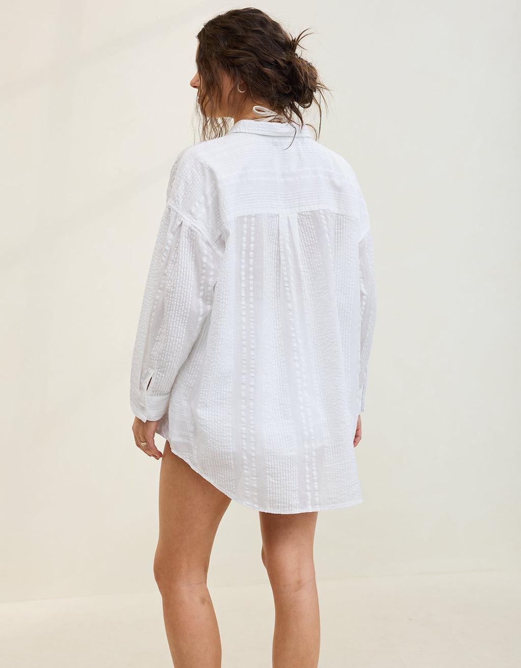 3769 PLEATED SLV BUTTON UP SUM - Blanco 1783_3769_100_ob