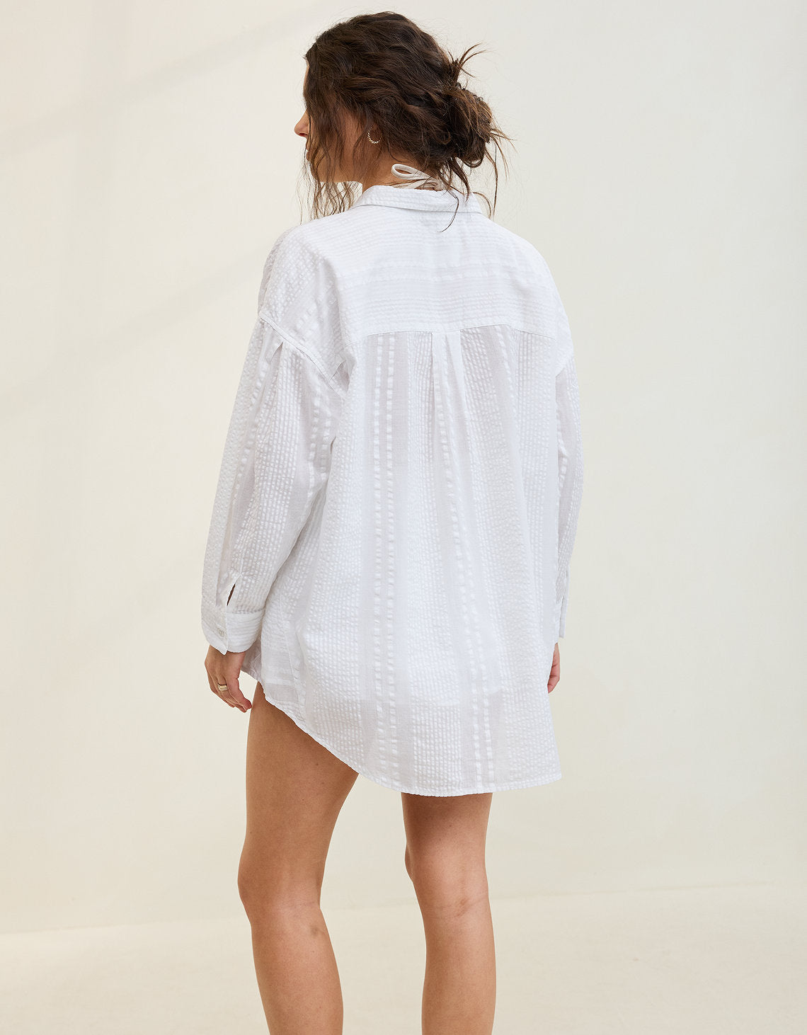 3769 PLEATED SLV BUTTON UP SUM - Blanco 1783_3769_100_ob