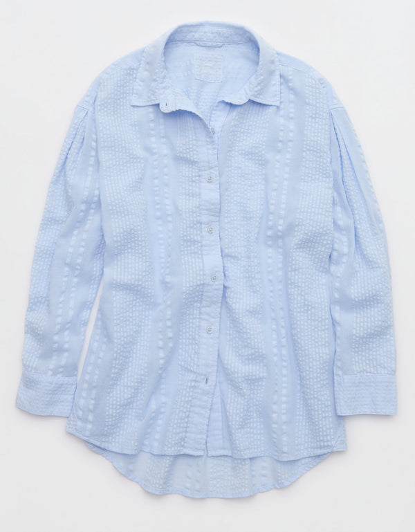 3769 PLEATED SLV BUTTON UP SUM - Azul