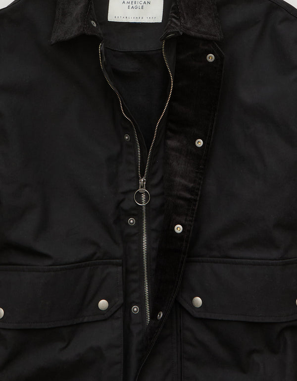 Chaqueta de lona encerada Ae - Negro
