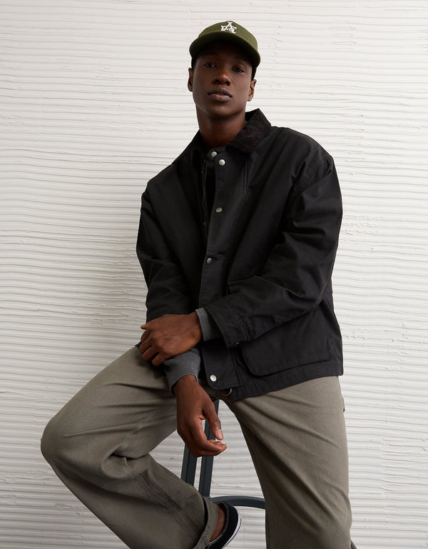 Chaqueta de lona encerada Ae - Negro
