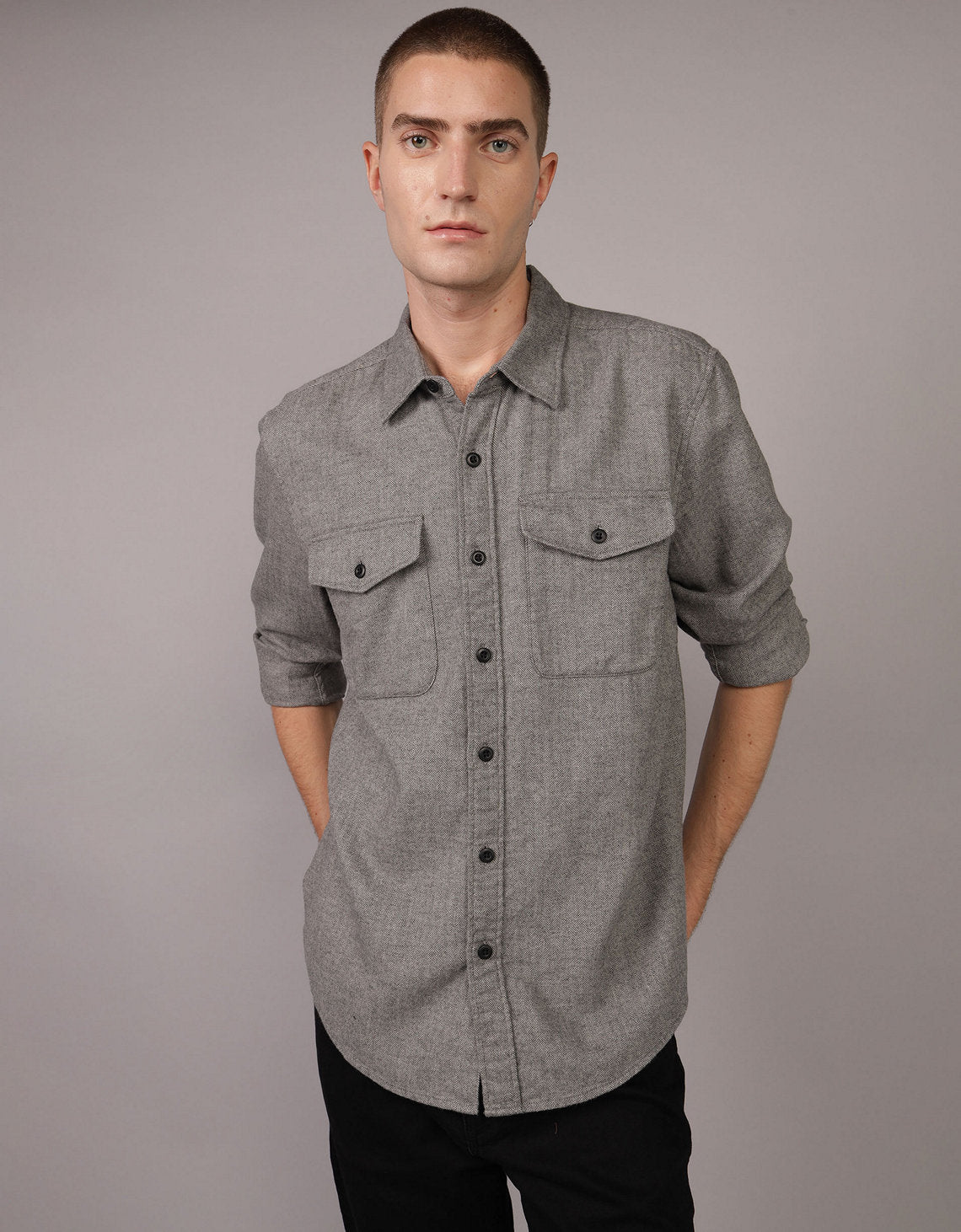 Camisa Ae en franela ultra suave - Gris 2151_6427_007_of