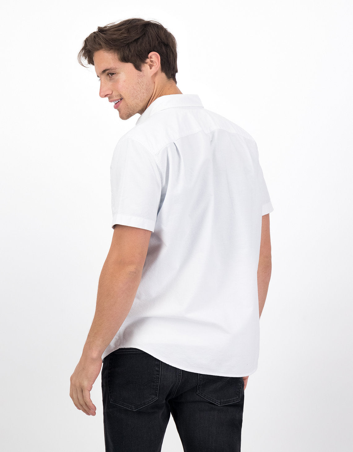 Camisa Oxford de Manga Corta con Botones - Blanco 2154_2105_100_ob