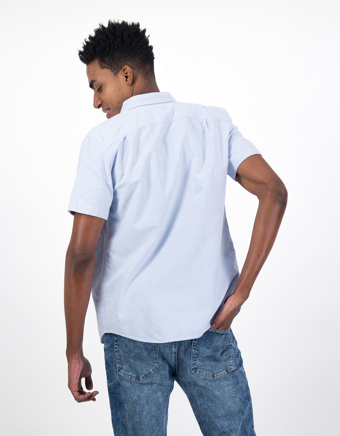 Camisa Oxford de Manga Corta con Botones - Azul 2154_2105_400_ob