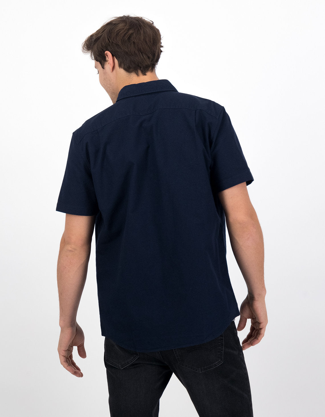 Camiseta AE Oxford con botones de manga corta - Azul 2154_2106_410_ob