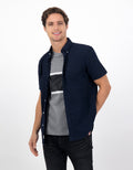 Camiseta AE Oxford con botones de manga corta - Azul 2154_2106_410_of