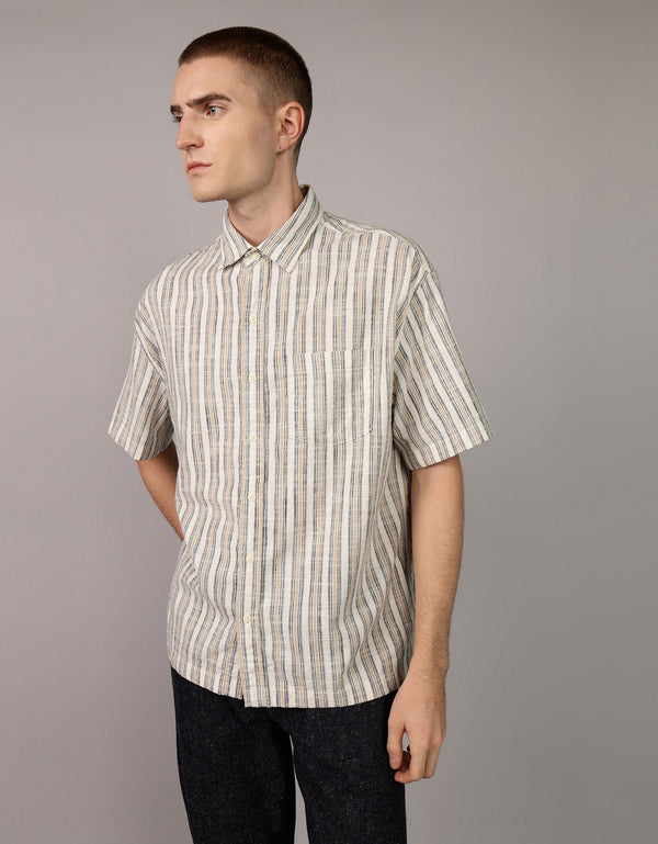 Camisa Manga Corta de rayas Hombre AE - Generico