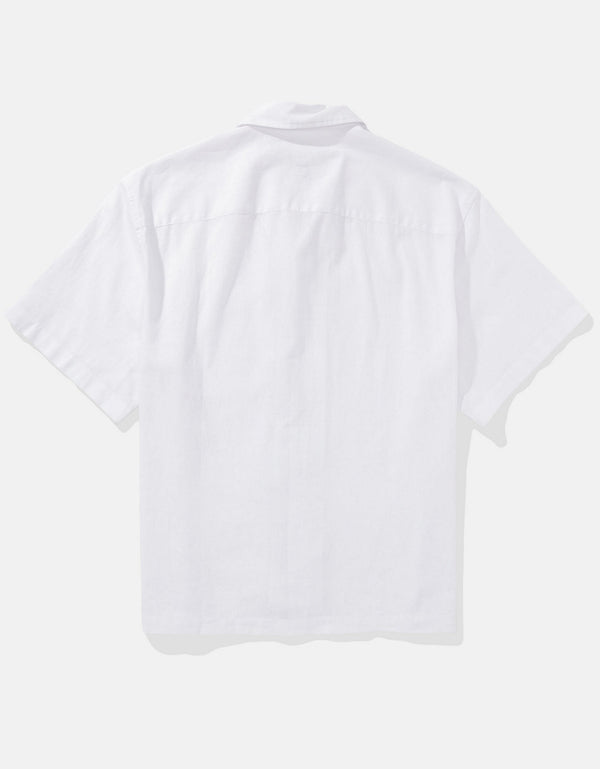 Camisa manga corta con rayas de hombre AE - Blanco