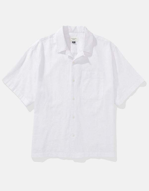 Camisa manga corta con rayas de hombre AE - Blanco