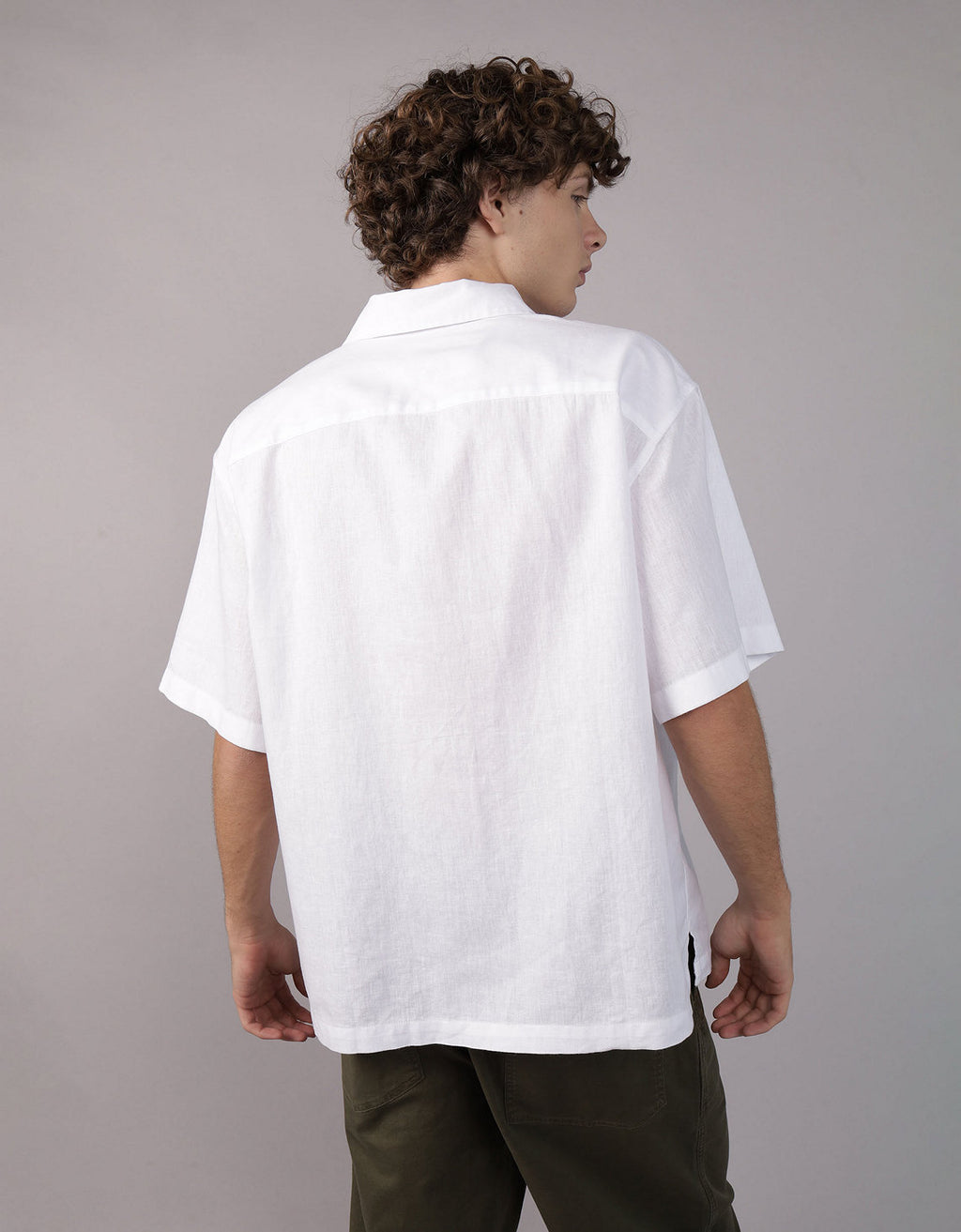 Camisa manga corta con rayas de hombre AE - Blanco 2154_2734_100_ob