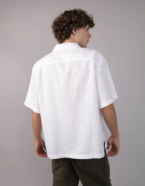 Camisa manga corta con rayas de hombre AE - Blanco
