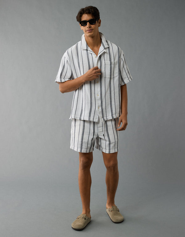 AE Camisa Rayada con Botones - Blanco