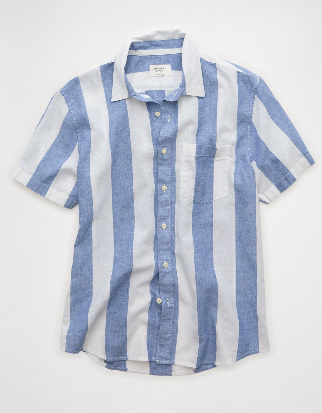 Camisa de lino con botones de ajuste estándar. - Azul 2154_3155_401_f