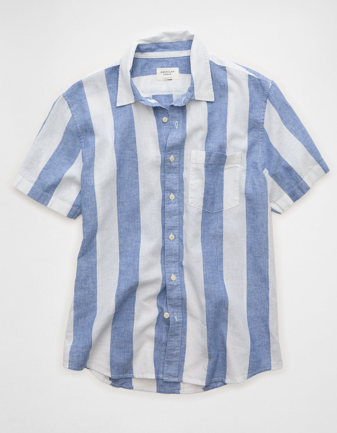 Camisa de lino con botones de ajuste estándar. - Azul 2154_3155_401_f