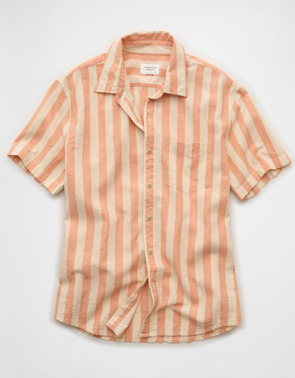 Camisa de lino con botones de ajuste estándar. - Naranja 2154_3155_800_f