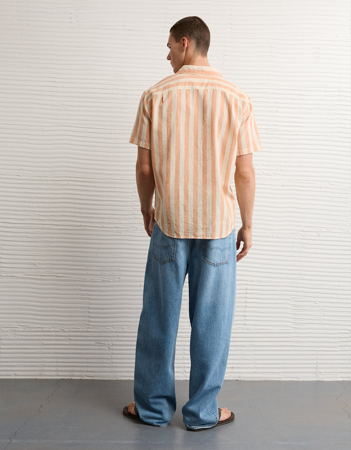 Camisa de lino con botones de ajuste estándar. - Naranja 2154_3155_800_ob