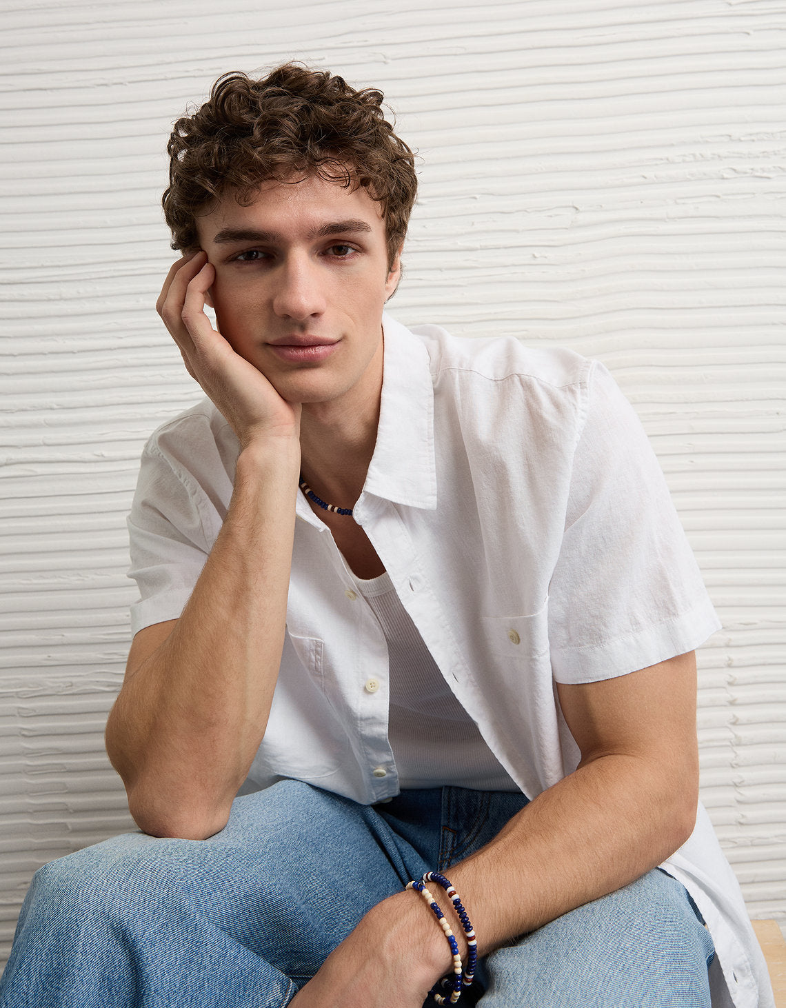 Camisa de lino con botones de ajuste estándar. - Blanco 2154_3157_100_d2