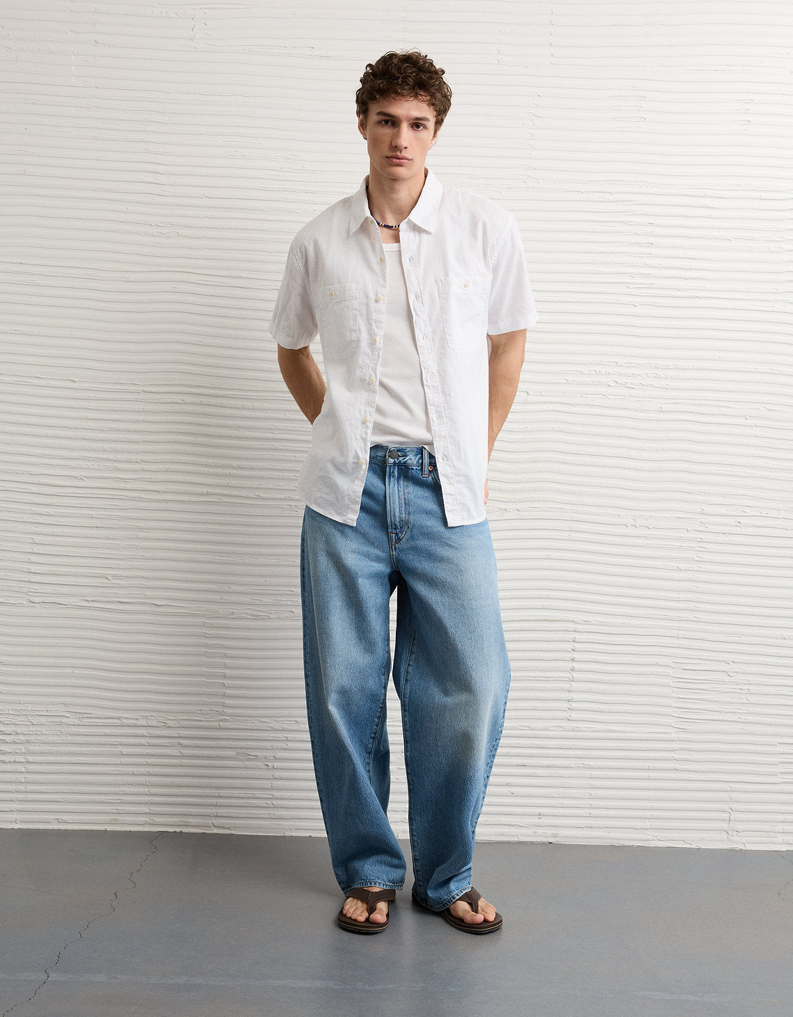 Camisa de lino con botones de ajuste estándar. - Blanco 2154_3157_100_os
