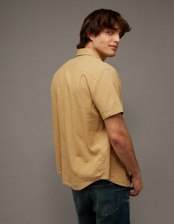 Camisa de lino con botones de ajuste estándar. - Generico