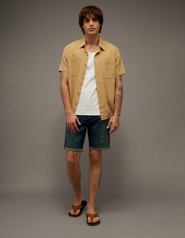 Camisa de lino con botones de ajuste estándar. - Generico