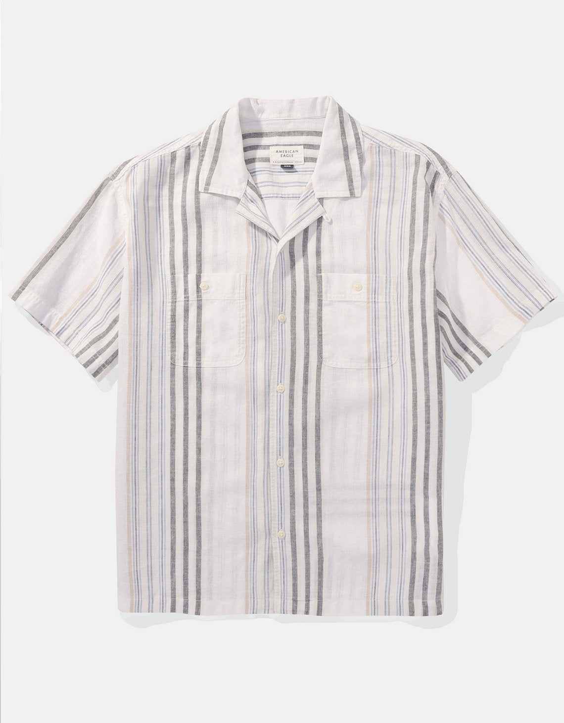 Camisa manga corta Ae con rayas - Blanco Aireado 2154_6267_101_f