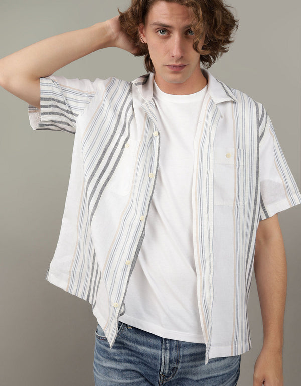 Camisa manga corta Ae con rayas - Blanco Aireado 2154_6267_101_of