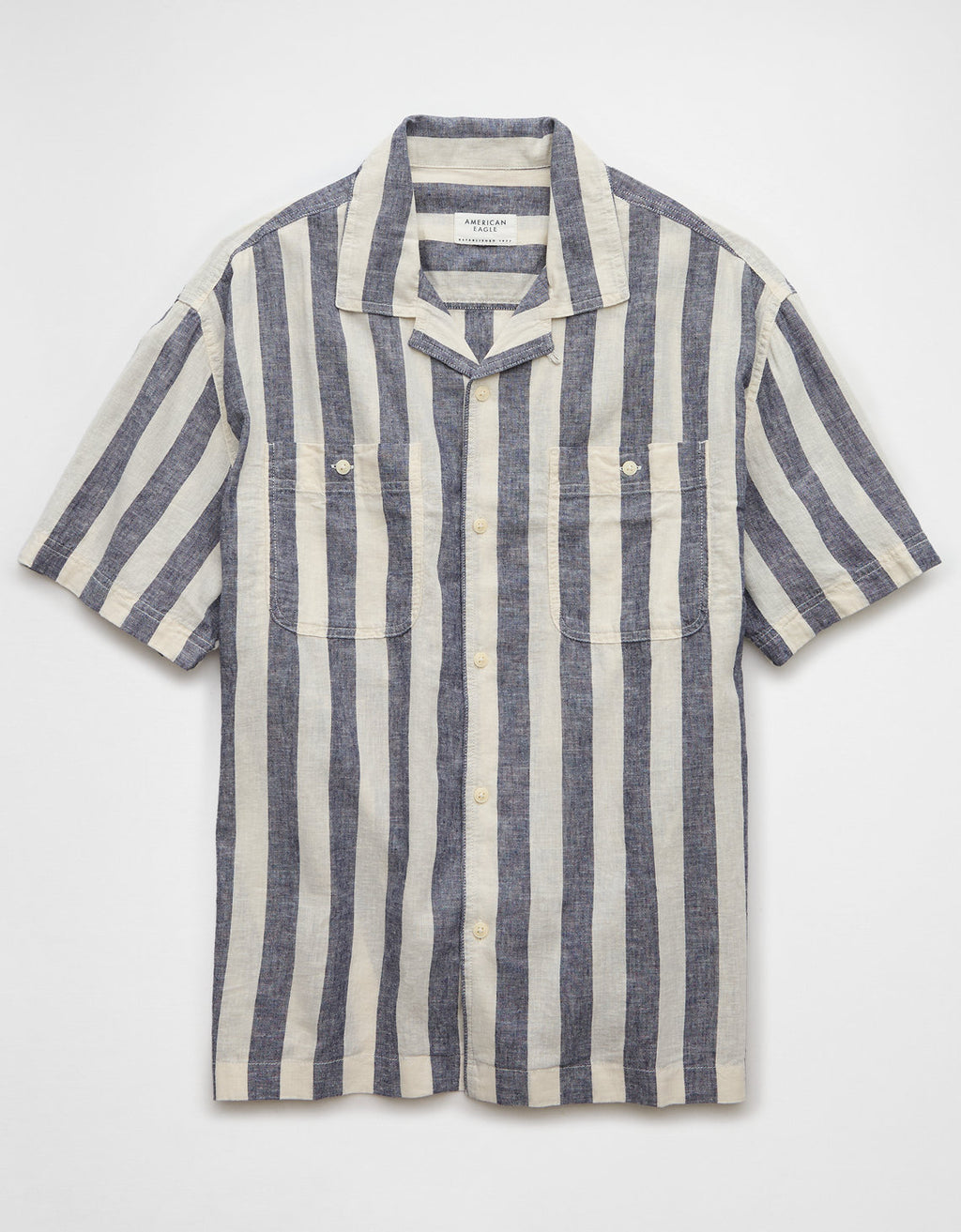 Camisa Manga Corta de Rayas Hombre AE - Gris 2154_6320_010_f