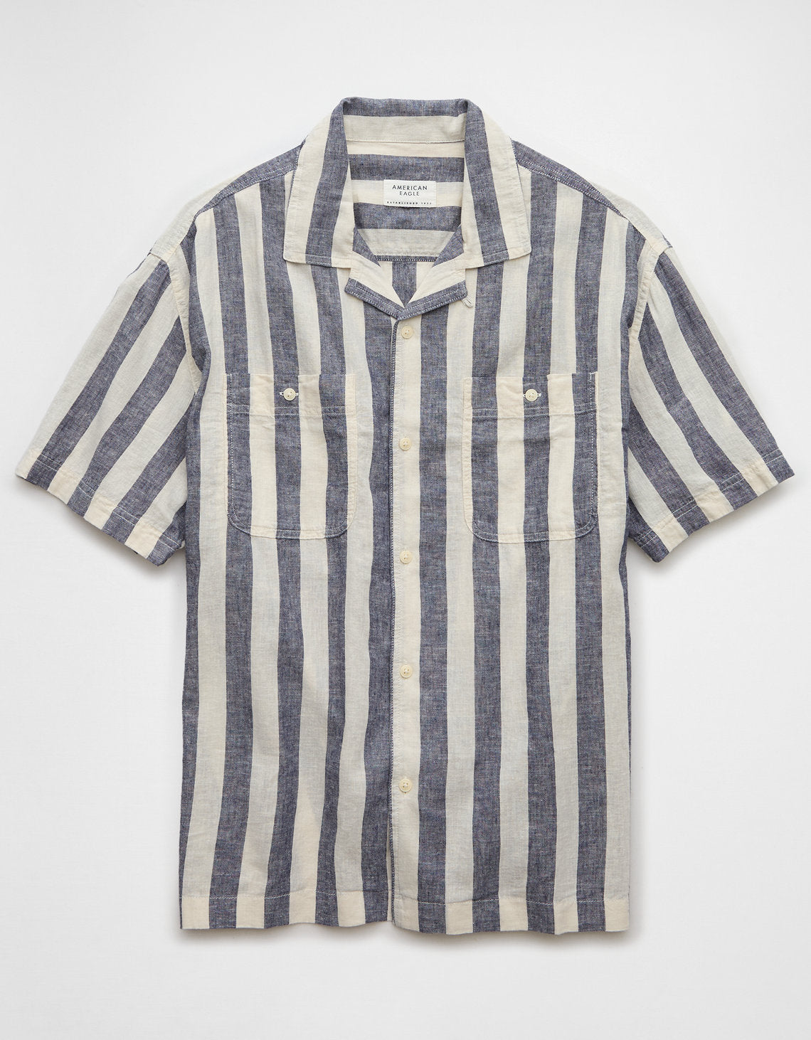 Camisa Manga Corta de Rayas Hombre AE - Gris 2154_6320_010_f