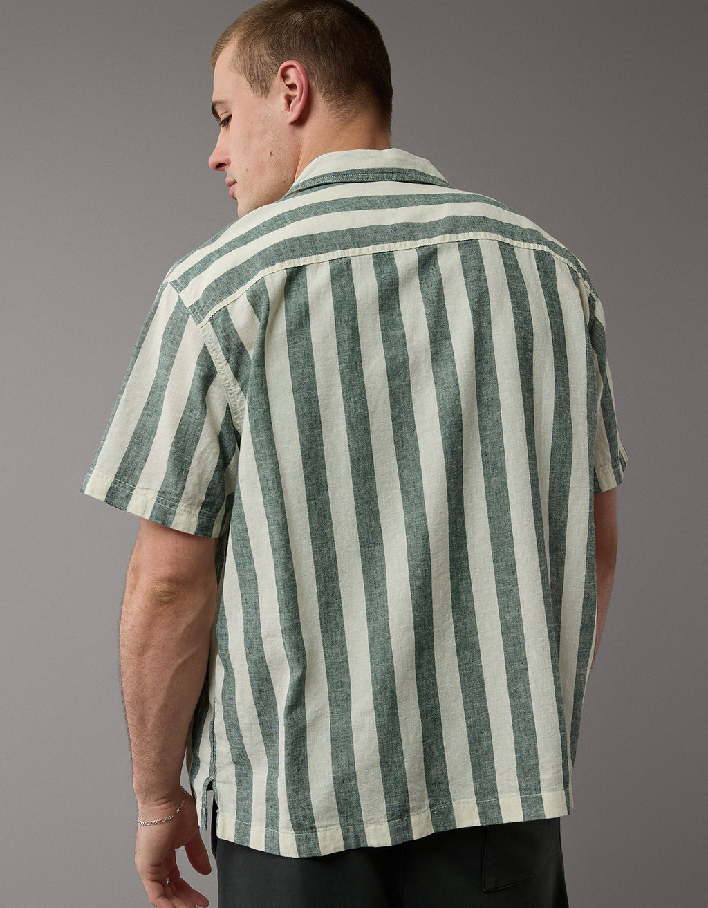 Camisa Manga Corta de Rayas Hombre AE - Verde 2154_6324_308_d2
