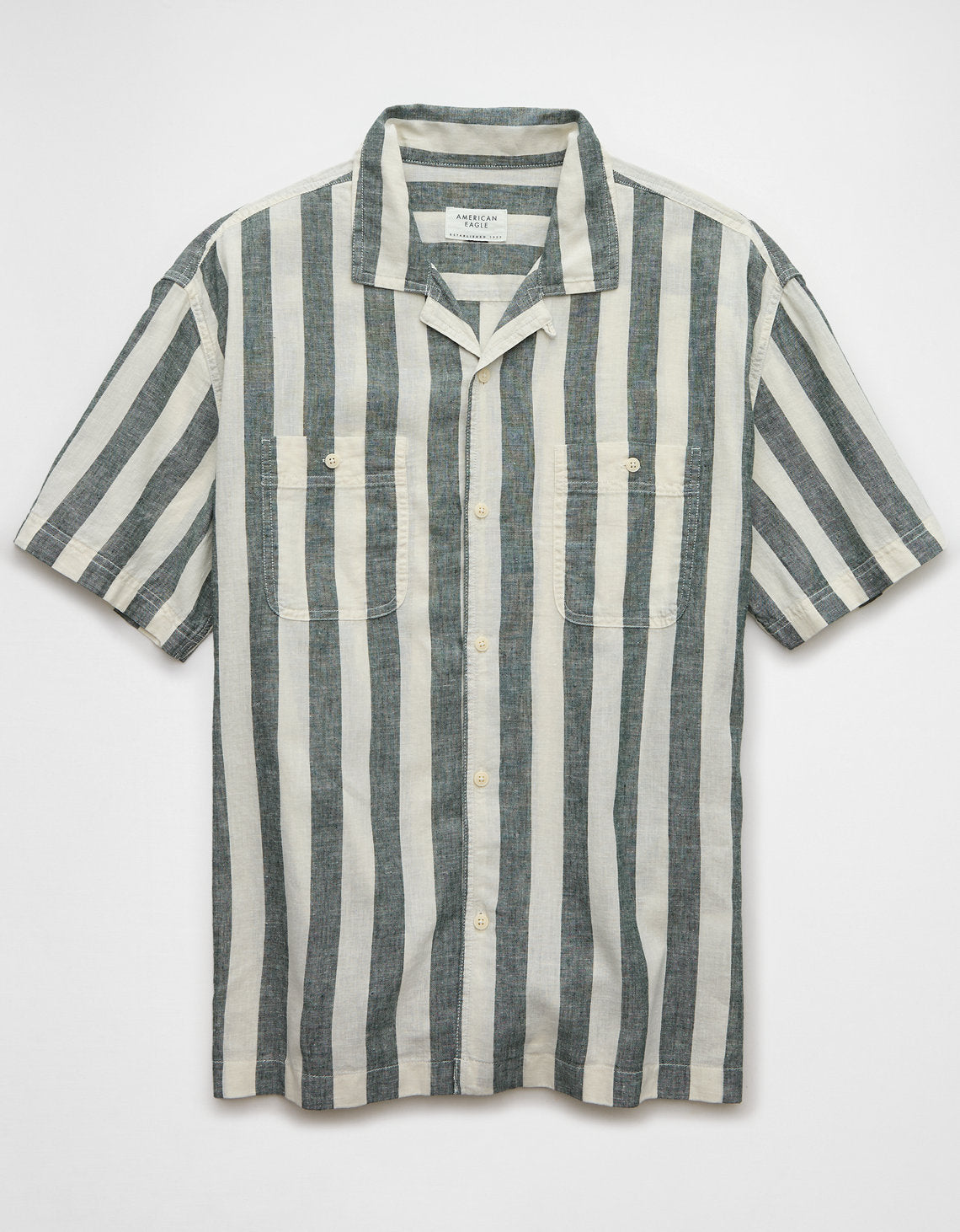 Camisa Manga Corta de Rayas Hombre AE - Verde 2154_6324_308_f