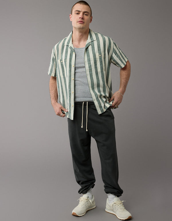 Camisa Manga Corta de Rayas Hombre AE - Verde