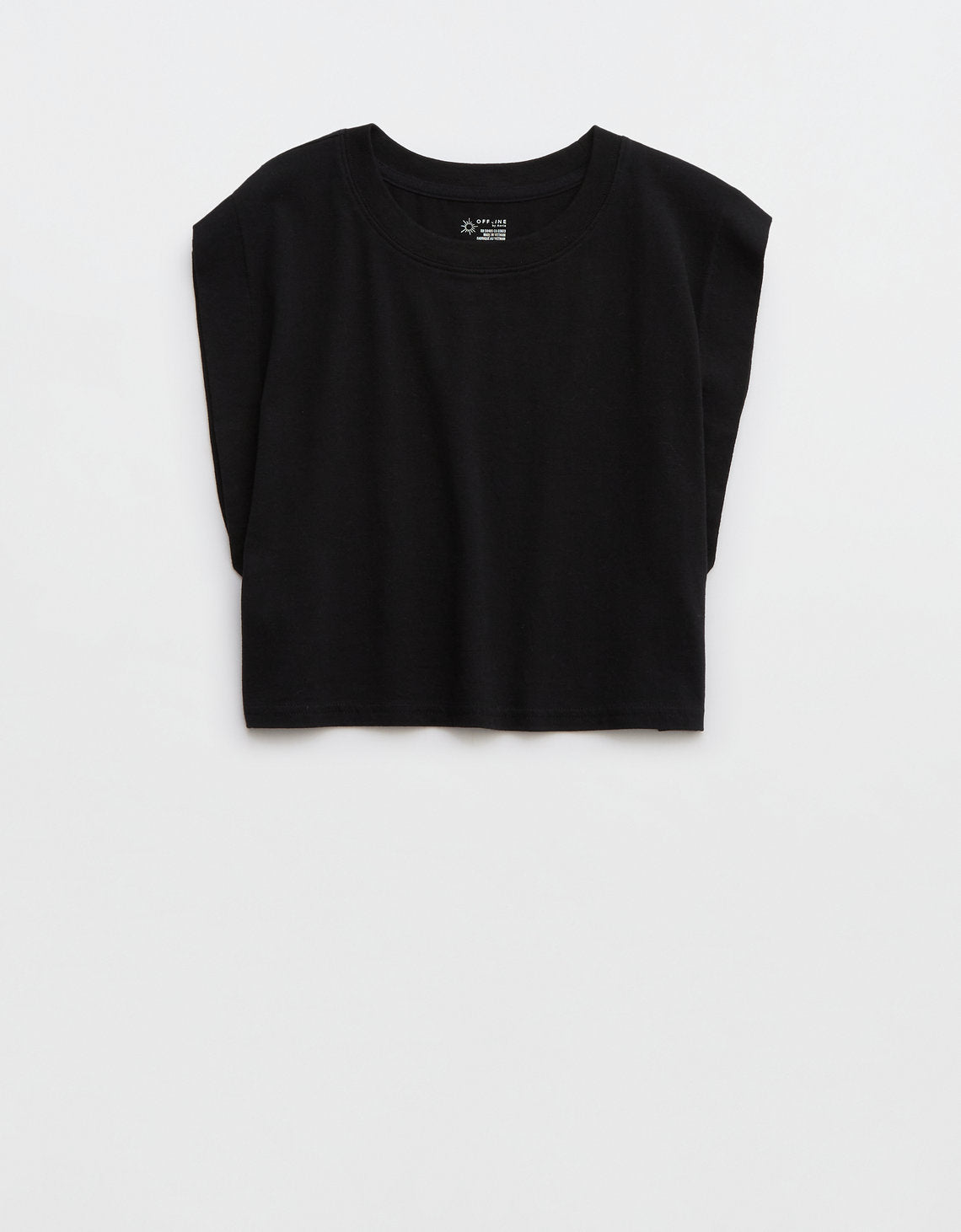 Camiseta cuello redondo algodón Aerie - Negro 2161_1426_073_f