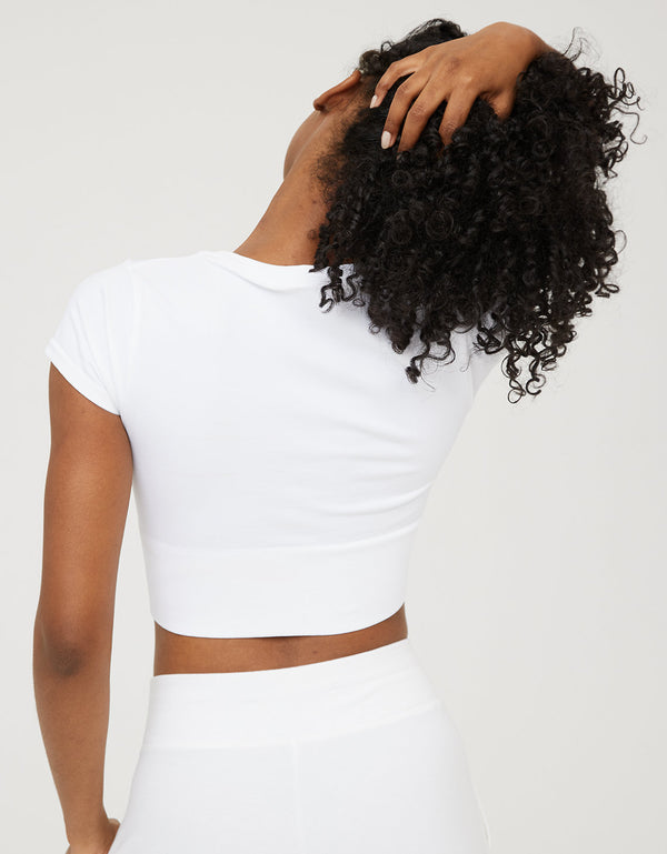 Camiseta corta sin costuras Mujer Offline - Blanco