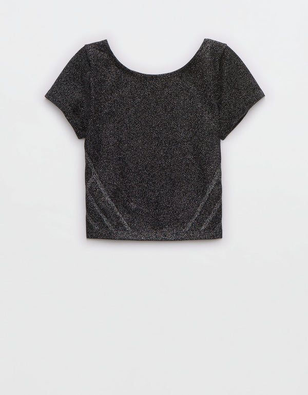 Camiseta cuello redondo algodón Aerie - Plateado