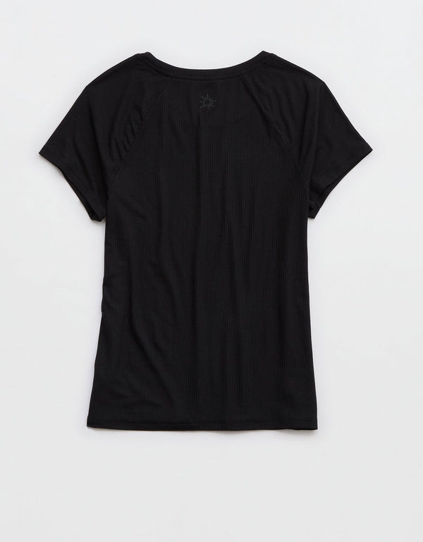 OFFLINE By Aerie Thumbs Up T-Shirt en Punto Elástico - Negro