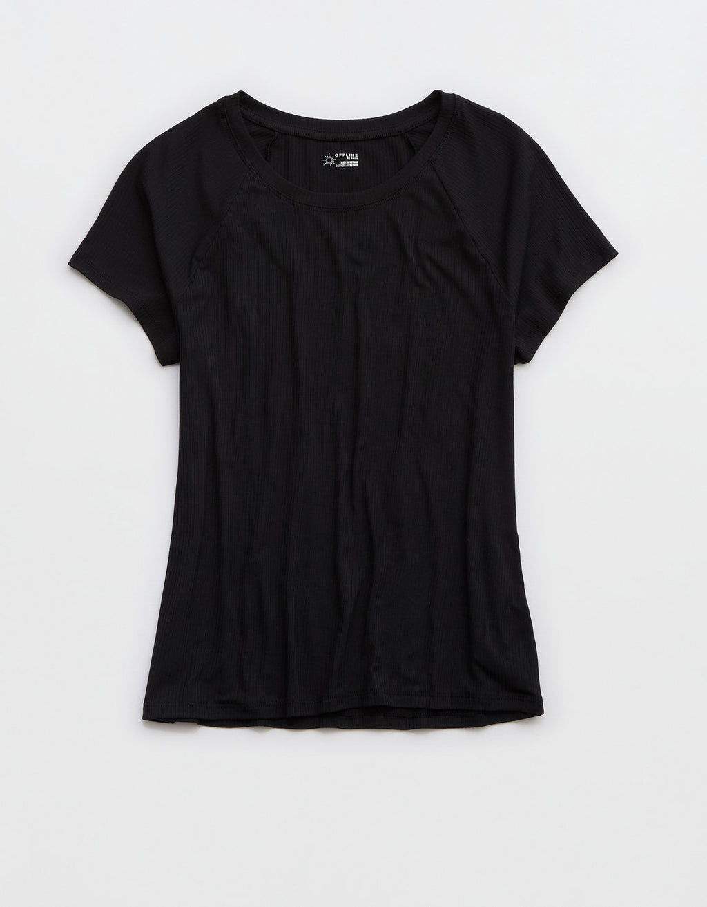 OFFLINE By Aerie Thumbs Up T-Shirt en Punto Elástico - Negro 2161_1989_073_f