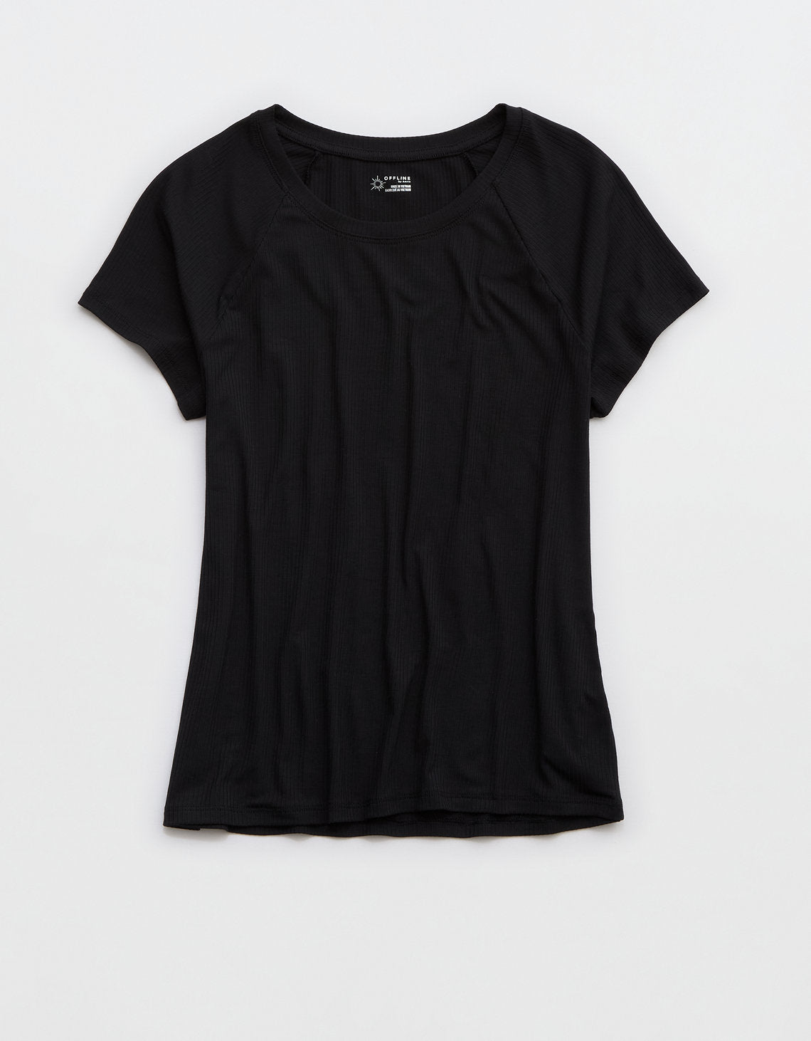OFFLINE By Aerie Thumbs Up T-Shirt en Punto Elástico - Negro 2161_1989_073_f