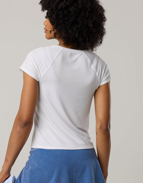 OFFLINE By Aerie Thumbs Up T-Shirt en Punto Elástico - Blanco