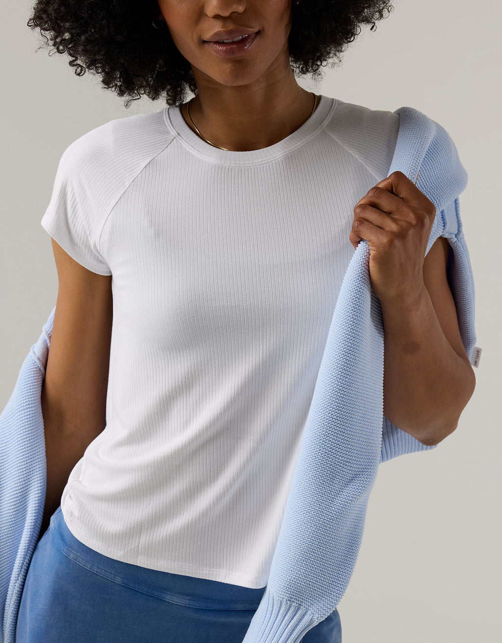 OFFLINE By Aerie Thumbs Up T-Shirt en Punto Elástico - Blanco 2161_1989_100_os