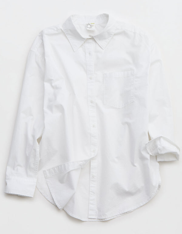 Camisa Manga Larga con botones Mujer Aerie - Blanco
