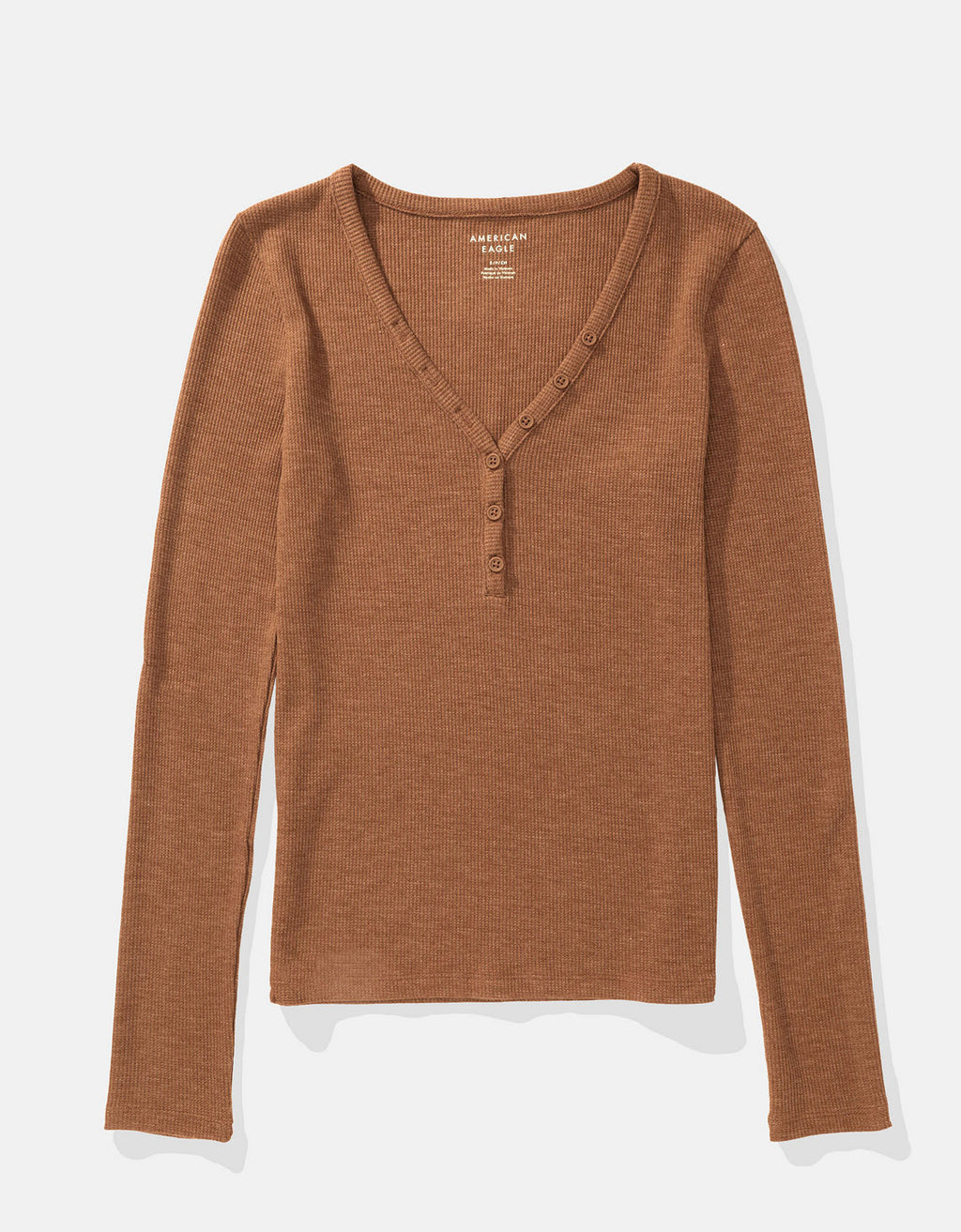 Camiseta AE Henley con cuello en V manga larga - Caqui 2302_9430_212_f