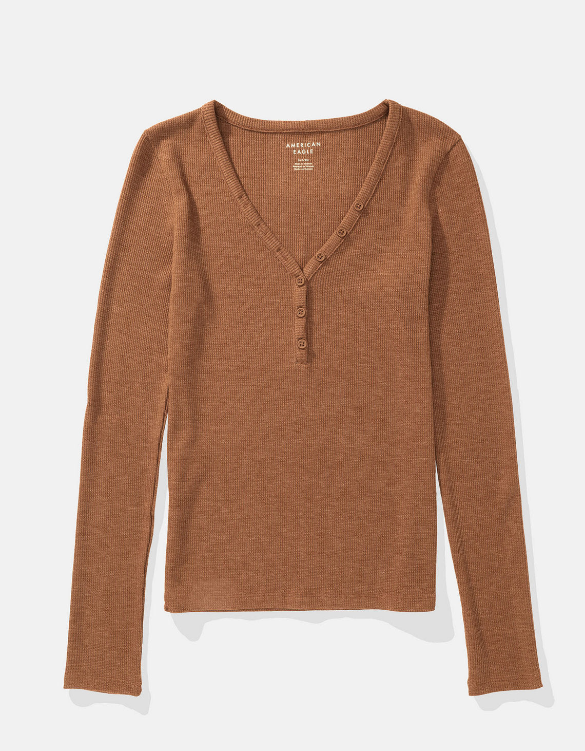 Camiseta AE Henley con cuello en V manga larga - Caqui 2302_9430_212_f