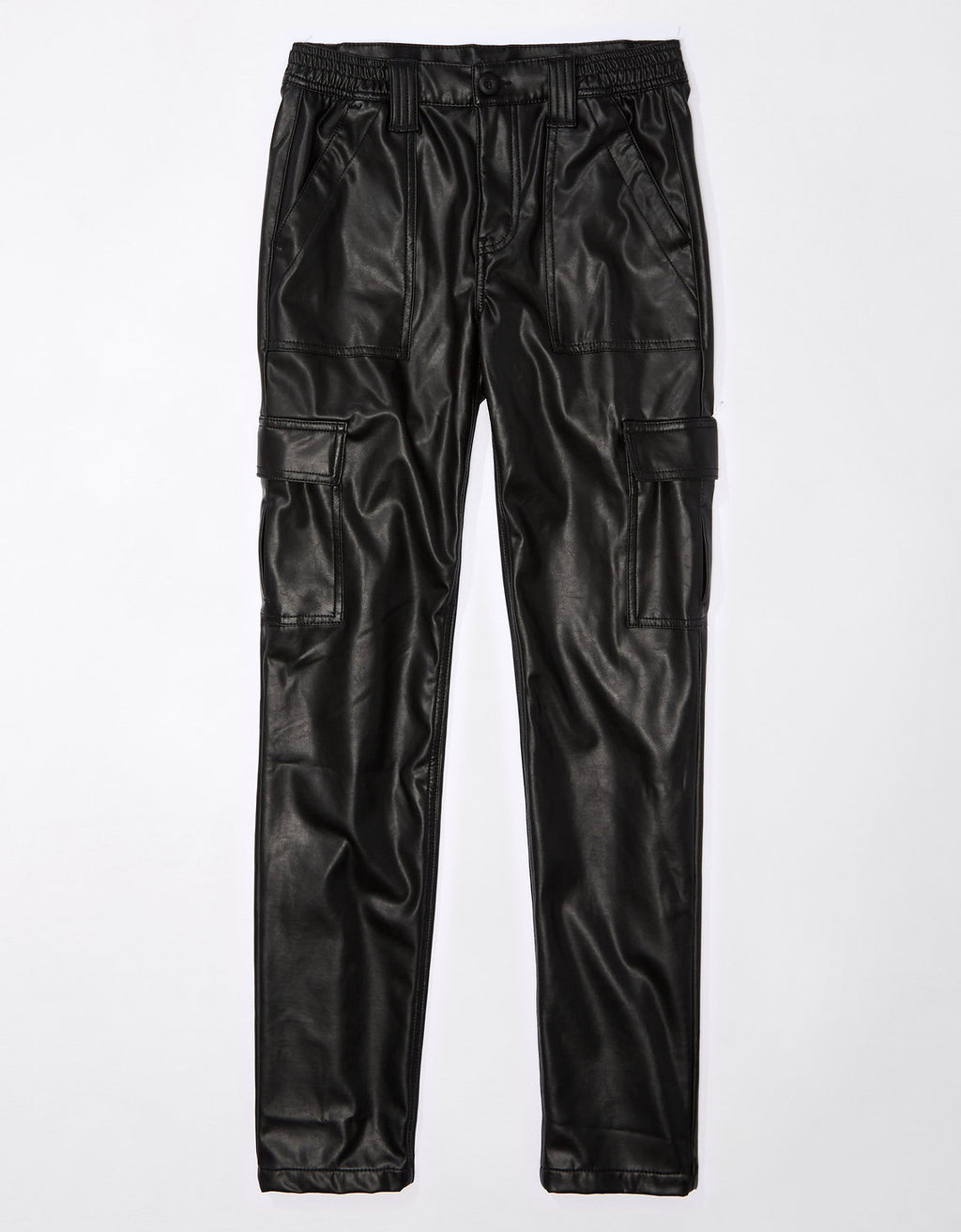 Pantalón AE de cuero vegano con elástico de tiro alto - Negro 2325_5052_016_f