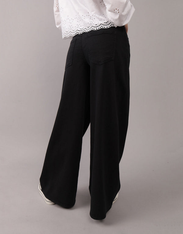 Pantalón AE súper ancho de tiro alto para mujer - Negro